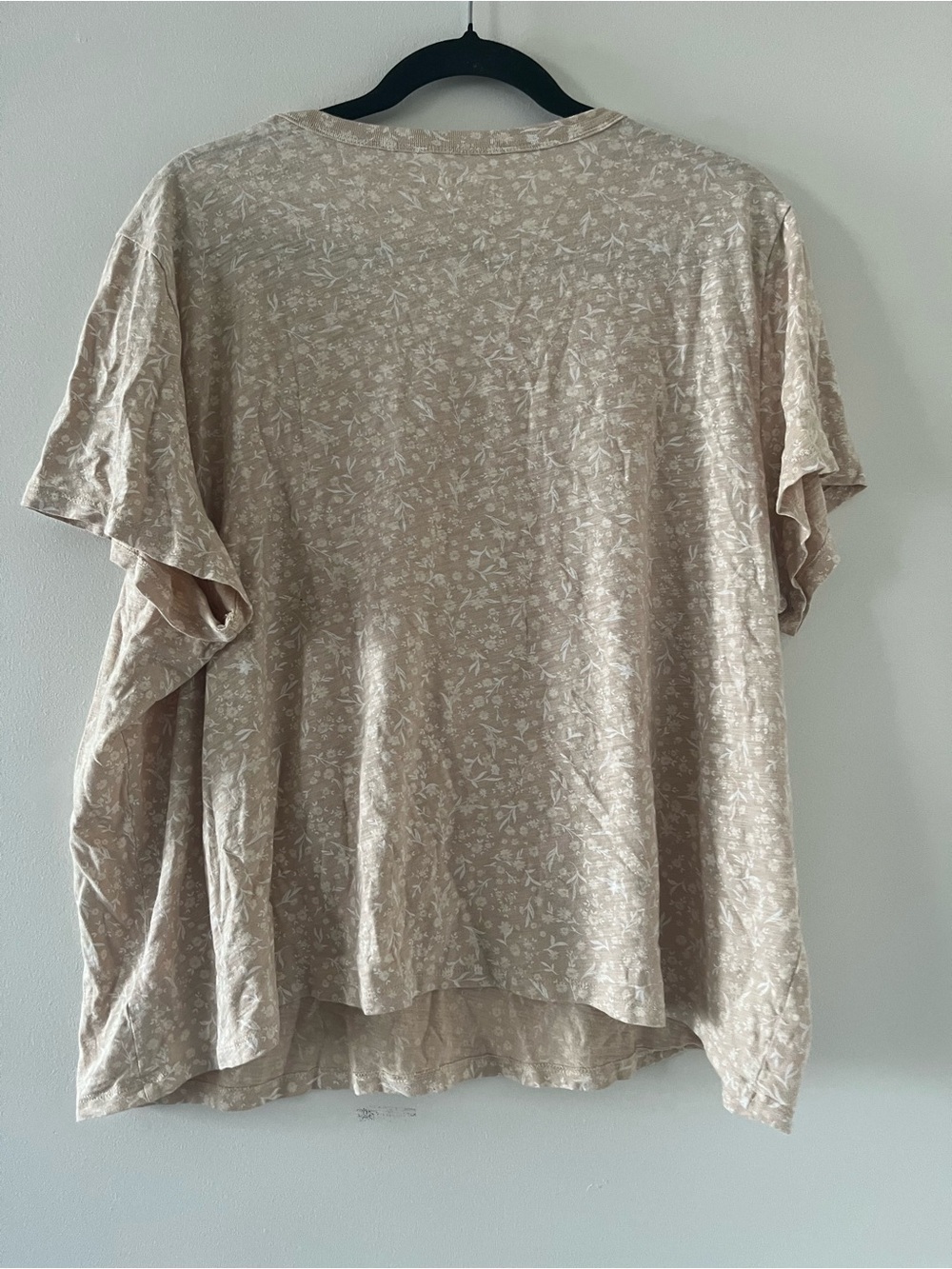 Old Navy Beige Floral 100% Cotton T Shirt XXL Coastal Casual Summer Cottagecore - Picture 5 of 6